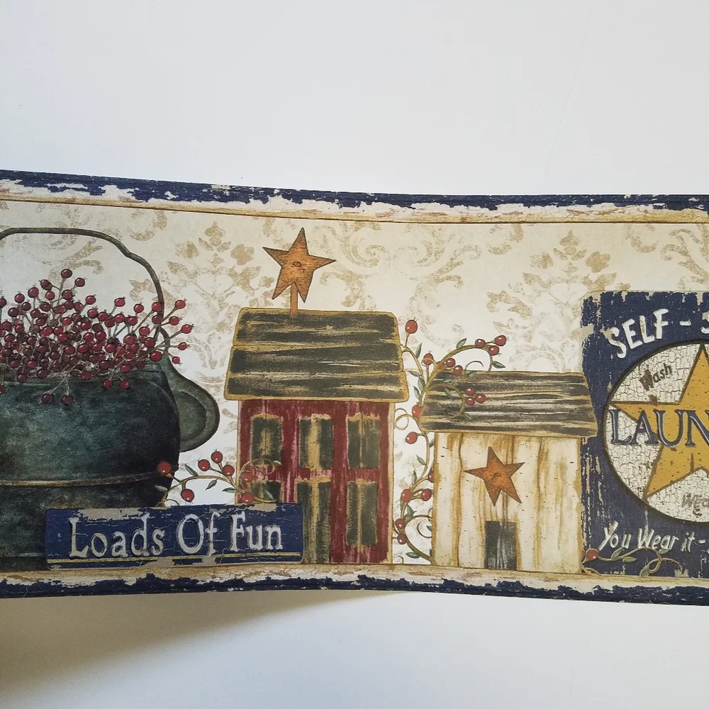 Wallpaper Border Country Laundry Room -open Roll